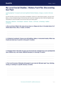Free Local History Template | Class 4 | Social Studies / History | BookFlik