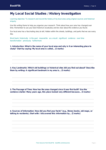 Free Local History Writing Frame | Class 4 | Social Studies / History | BookFlik