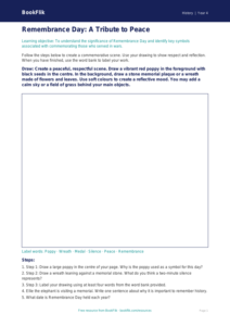 Social Studies / History remembrance day drawing sheet class 4 core