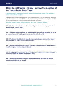 Free Slavery Activity Sheet | Class 4 | Social Studies / History | BookFlik