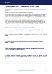 Free Slavery Comprehension | Class 4 | Social Studies / History | BookFlik