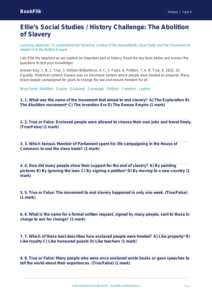 Social Studies / History slavery quiz class 4 core