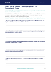 Social Studies / History slavery template class 4 core