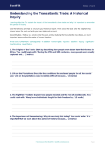 Free Slavery Writing Frame | Class 4 | Social Studies / History | BookFlik