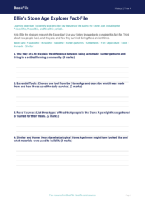 Social Studies / History stone age template class 4 core