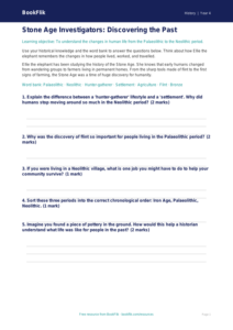 Free Stone Age Worksheet | Class 4 | Social Studies / History | BookFlik