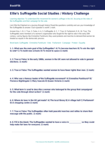 Free Suffragettes Quiz | Class 4 | Social Studies / History | BookFlik