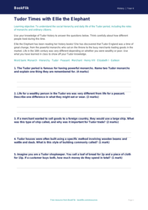 Free Tudors Worksheet | Class 4 | Social Studies / History | BookFlik