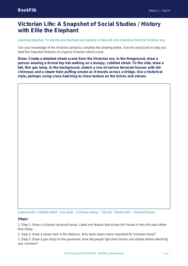 Free Victorians Drawing Sheet | Class 4 | Social Studies / History | BookFlik worksheet preview — History Victorians