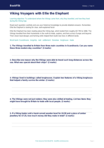 Social Studies / History vikings worksheet class 4 core