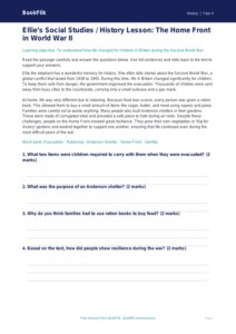 Free WWII Comprehension | Class 4 | Social Studies / History | BookFlik