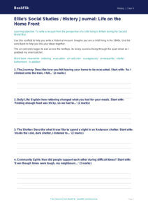 Free WW2 Writing Frame | Class 4 | Social Studies / History | BookFlik
