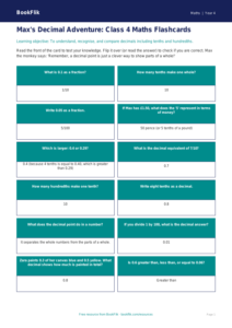 Free Decimals Flashcards for Class 4 Maths | BookFlik