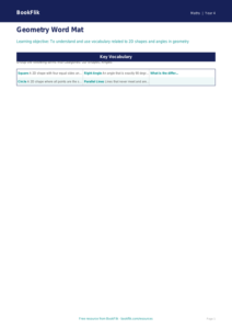 Free Geometry Word Mat | Class 4 | Maths | BookFlik