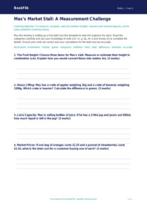 Maths measurement template class 4 core
