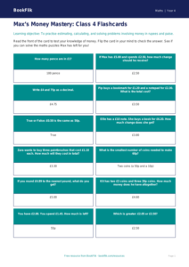 Free Money Flashcards for Class 4 Maths | BookFlik