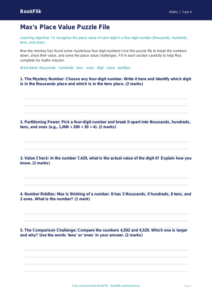 Free Place Value Template | Class 4 | Maths | BookFlik