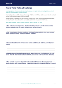 Time Assessment for Class 4 | Free Maths Worksheet | BookFlik