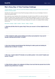Free Time Track Sheet for Class 4 Maths | BookFlik