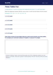 Free Times Tables Activity Sheet | Class 4 | Maths | BookFlik