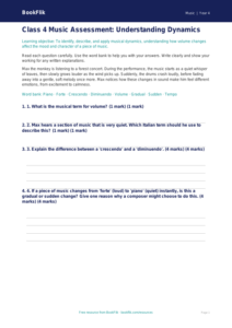 Free Dynamics Assessment for Class 4 Music Students | BookFlik