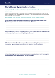 Free Dynamics Template for Class 4 Music Students | BookFlik