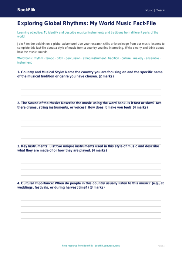 Music world music template class 4 core worksheet preview — Music World Music