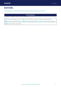 Free Ball Skills Word Mat for Class 4 Students | BookFlik
