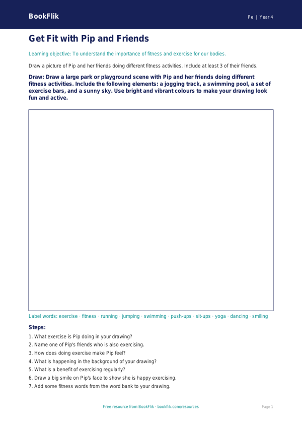 Fitness Drawing Sheet for Class 4 Students | Free Download | BookFlik worksheet preview — Pe Fitness
