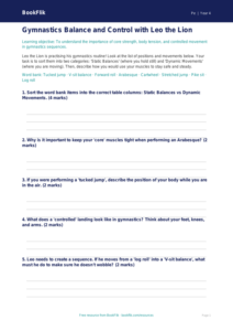 Free Gymnastics Activity Sheet for Class 4 Students | BookFlik