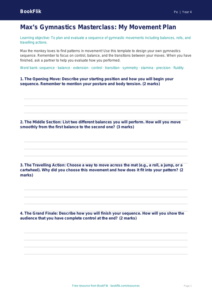 Free Gymnastics Template for Class 4 Students | BookFlik