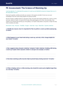 Warm Up Assessment for Class 4 PE | Free Download | BookFlik