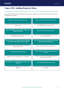 Free Warm-Up Flashcards for Class 4 PE | BookFlik