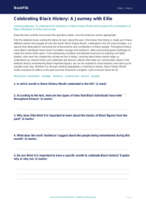 Free Black History Month Comprehension | Class 4 | Life Skills | BookFlik