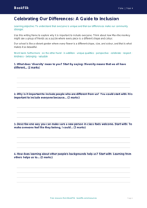 Free Diversity And Inclusion Writing Frame | Class 4 | Life Skills | BookFlik