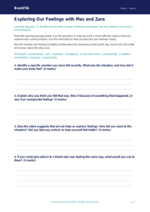 Free Feelings Writing Frame | Class 4 | Life Skills | BookFlik