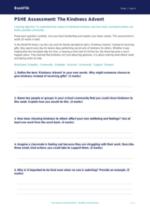Free Kindness Advent Assessment for Class 4 | BookFlik