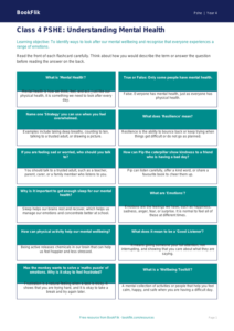 Free Mental Health Flashcards for Class 4 | Life Skills | BookFlik