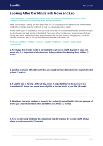 Mental Health Awareness Worksheet for Class 4 Students | BookFlik