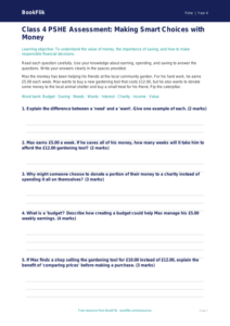 Free Money Assessment | Class 4 | Life Skills | BookFlik