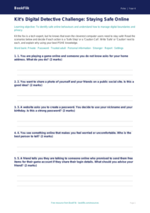 Free Online Safety Activity Sheet | Class 4 | Life Skills | BookFlik