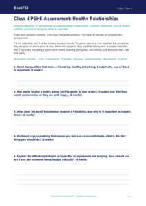 Free Relationships Assessment for Class 4 | Life Skills | BookFlik