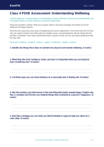 Free Wellbeing Assessment for Class 4 Students | BookFlik