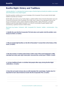 Bonfire Night Worksheet for Class 4 | EVS & Moral Education | BookFlik