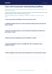Free Buddhism Assessment | Class 4 | EVS / Moral Education | BookFlik