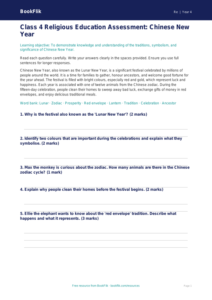 Chinese New Year Assessment | Class 4 EVS | BookFlik