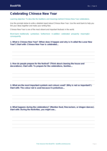 Free Chinese New Year Writing Frame | Class 4 | EVS / Moral Education | BookFlik