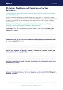 Free Christmas Activity Sheet | Class 4 | EVS / Moral Education | BookFlik