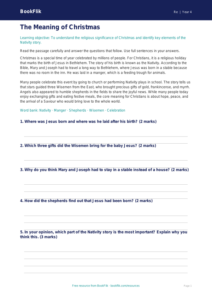 Free Christmas Comprehension | Class 4 | EVS / Moral Education | BookFlik
