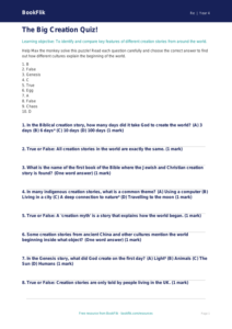 Free Creation Stories Quiz | Class 4 | EVS / Moral Education | BookFlik
